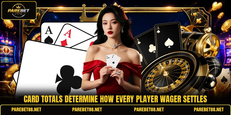 Card totals determine how every player wager settles