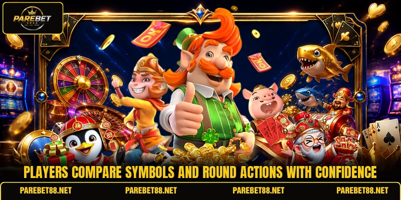 Players compare symbols and round actions with confidence