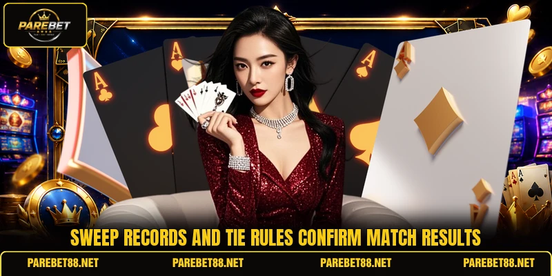 Sweep records and tie rules confirm match results